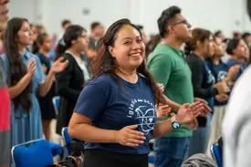 Woman participating in a community event